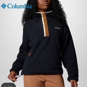 Columbia Women's Black and Tan Fleece Hoodie